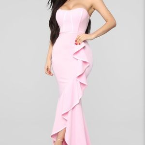 Light pink semi formal maxi dress.